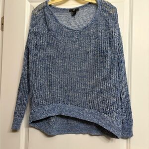 H&M Textured Blue Crew Neck Sweater